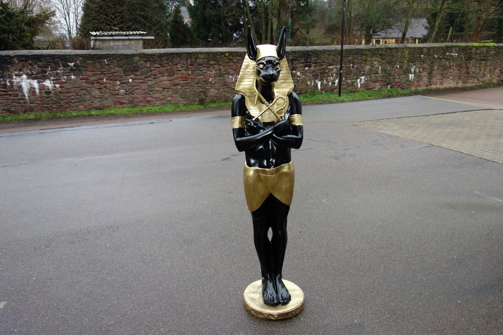 XXL Premium Anubis ägypt. Figur lebensgross 180 x 42 x 40 cm  Garten Deko Figur