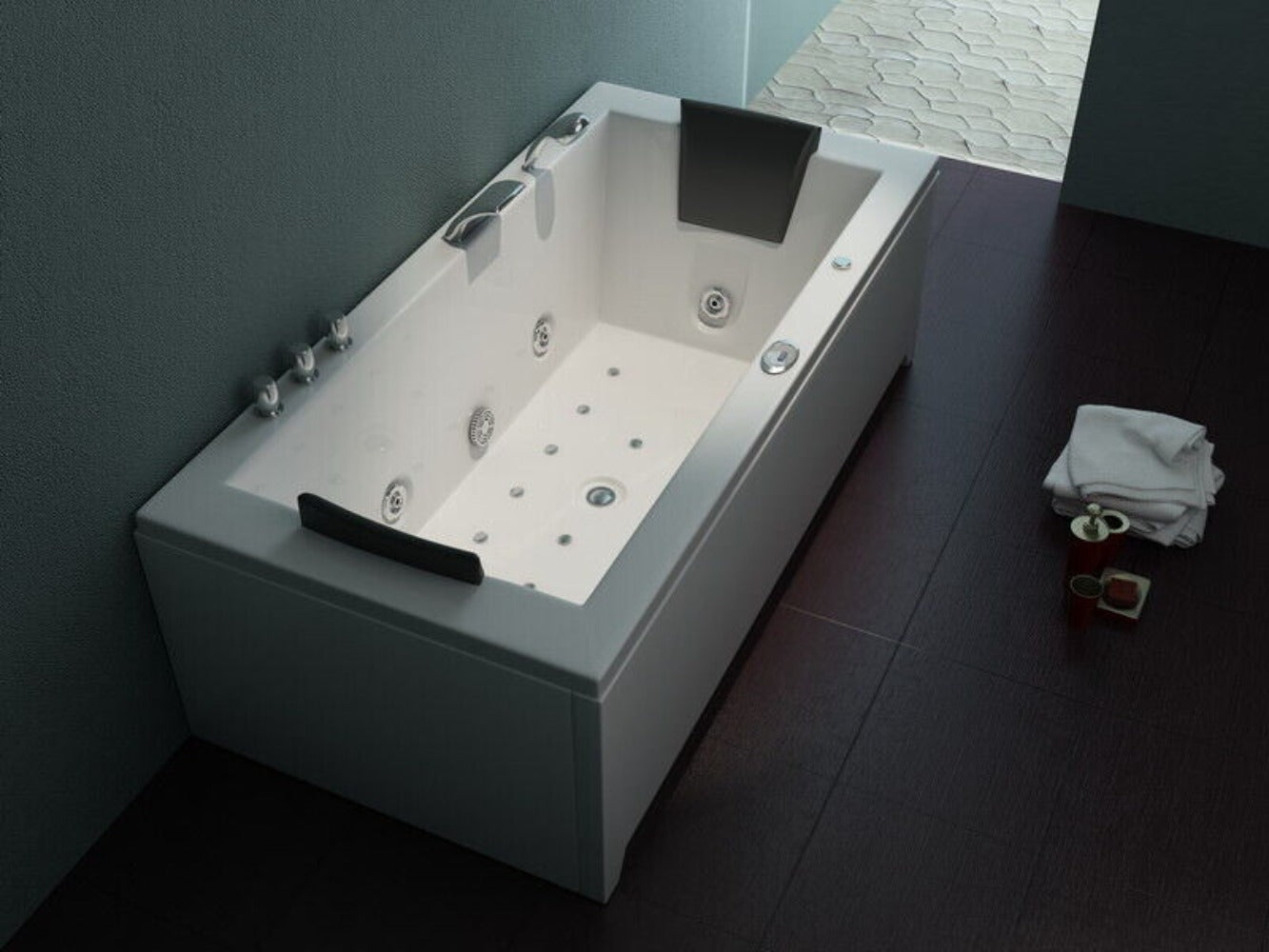 Luxus LED Whirlpool Badewanne SET 182x90cm +Heizung+Hydrojet +Ozon +Radio 2024 j