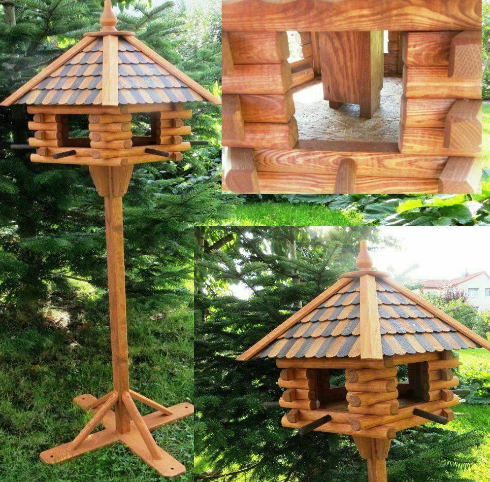 XXXL Luxus Holz Vogelhaus mit Ständer 170cm 65x55cm Vogelfutterhaus Vogelvilla