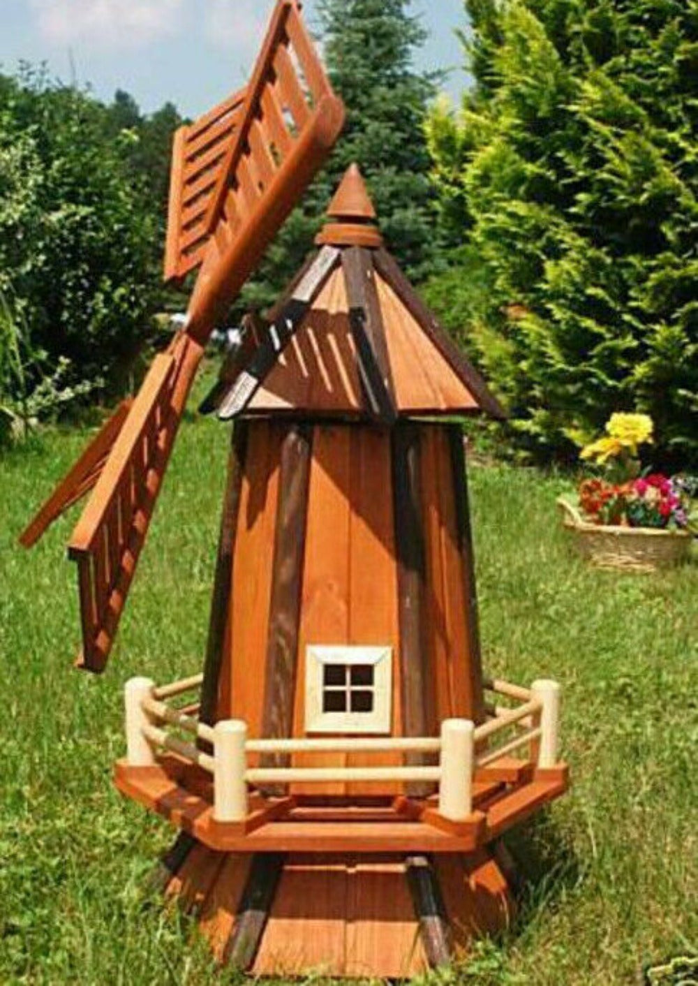 XL Premium Windmühle Windmühlen aus Holz imprägniert und kugelgelagert Garten