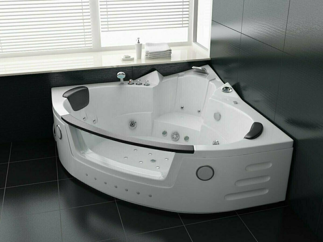 Luxus LED Whirlpool Badewanne SET 152x152cm +Heizung+Hydrojet + Ozon Modell 2024