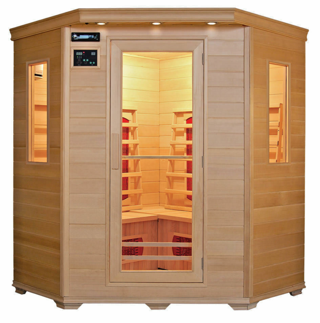 Luxus LED Infrarotsauna 150x150x190cm Infrarotkabine-Wärmekabine 4 Pers. Sauna