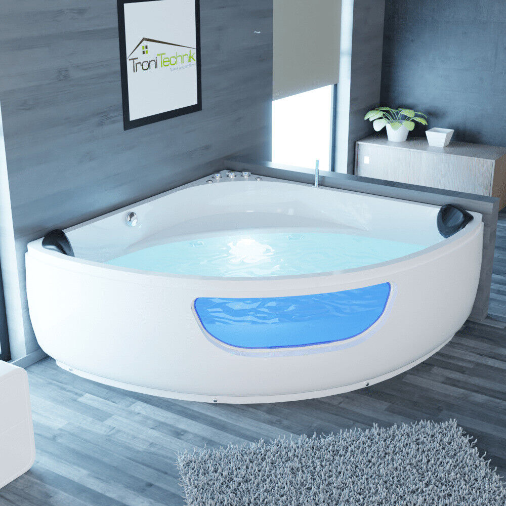 Luxus LED Whirlpool Badewanne SET 135x135cm +Hydrojets Eckwhirlpool Modell 2024 b