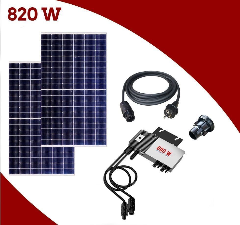 Premium Balkonkraftwerk SET 820 W 600 W Solaranlage Steckerfertig WIFI Smart