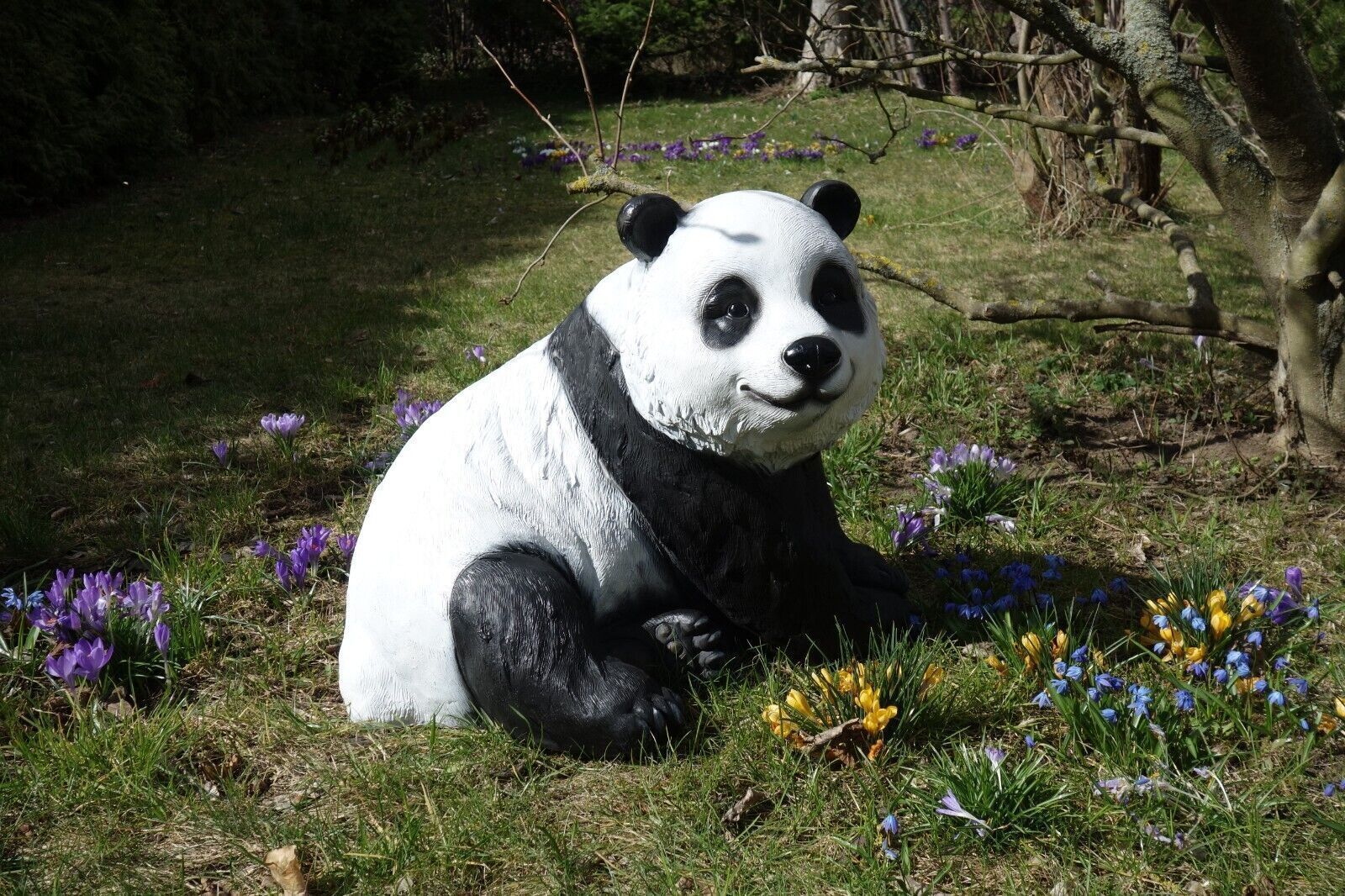 XXL Premium Panda sitzend lebensgross  Pandabär Garten Deko Figur