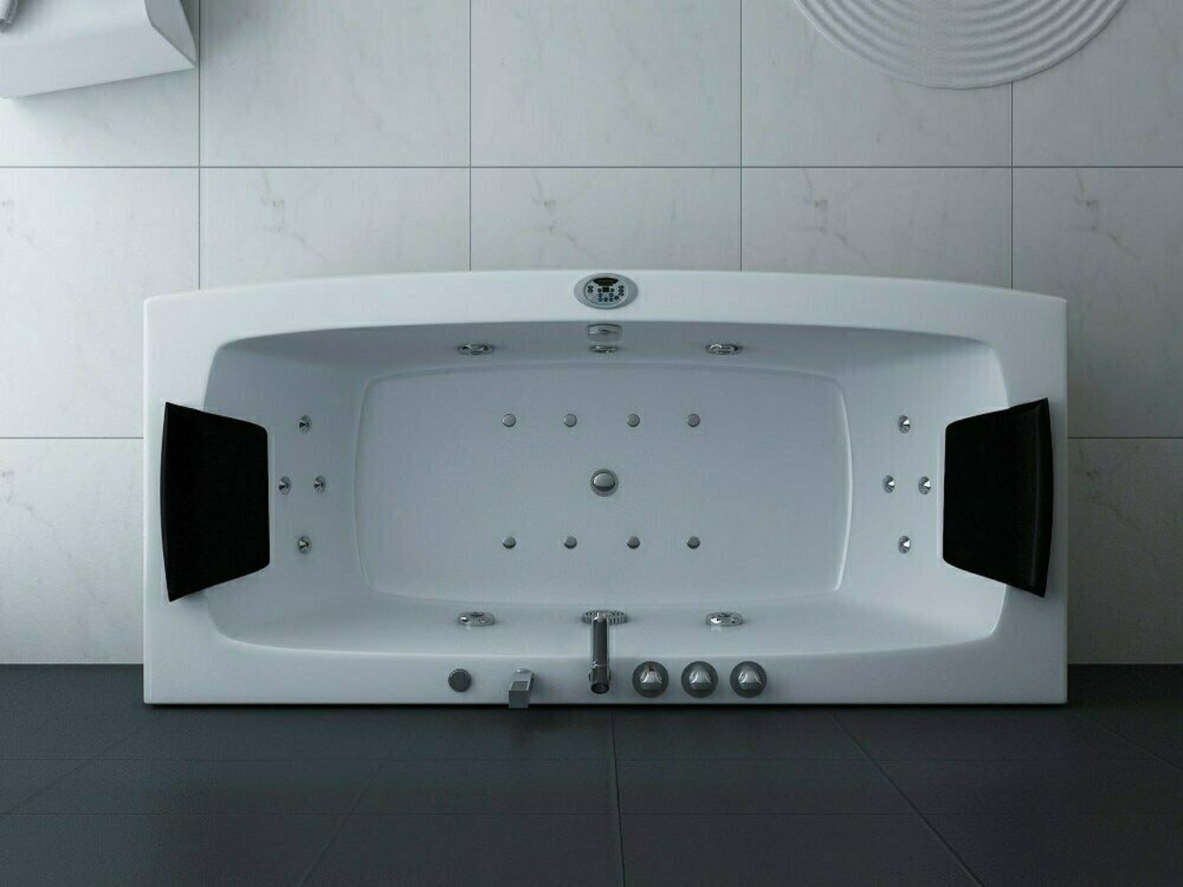 Luxus LED Whirlpool Badewanne SET 170x80cm +Heizung+Hydrojet +Ozon +Radio 2024 e