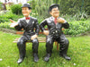 XL Premium Dick & Doof auf der Bank ca. 70cm hoch Garten Deko Figur