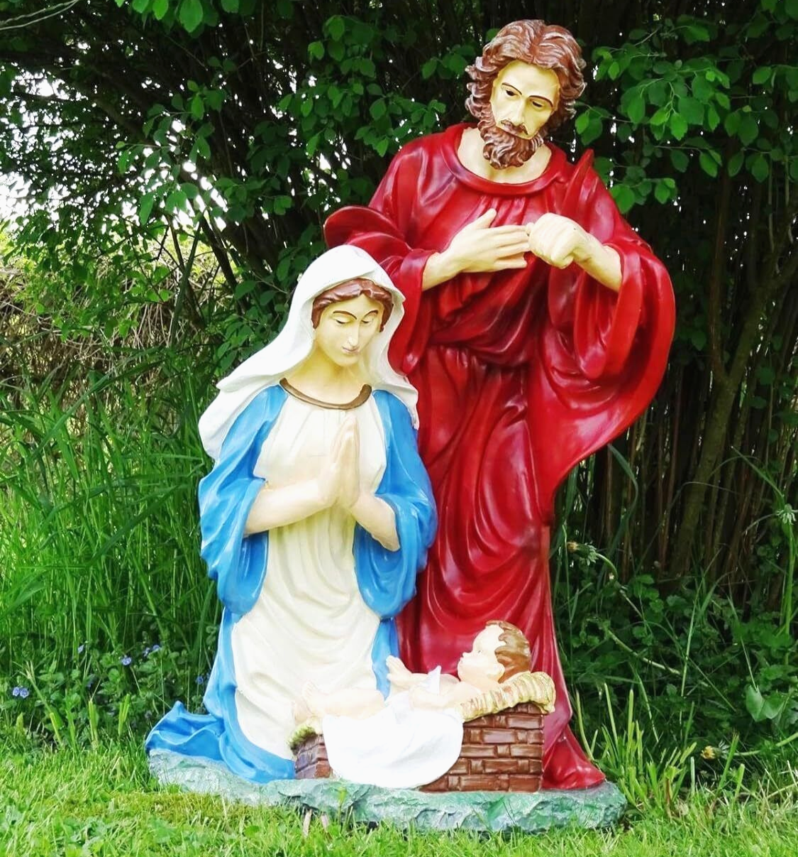 XXL Weihnachtskrippe Krippe Set 3-teilig 85cm hoch-Figur Josef Maria Jesus Kind v2