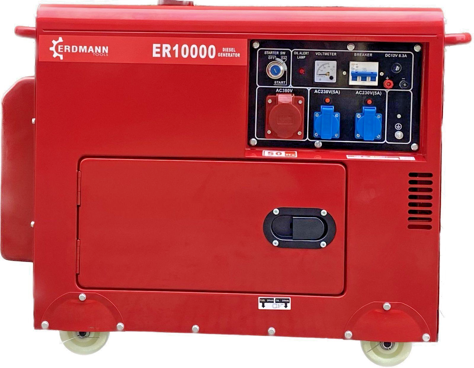 Premium Diesel Stromerzeuger 10kW+Batterie E-Start Generator 296cc 2x220V-1x380 b