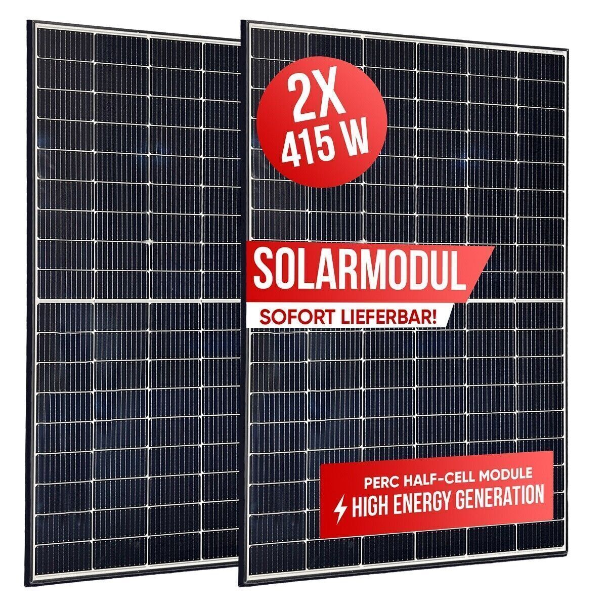 2x Premium Photovoltaik Solar Panel Modul 415 W black Frame 1722x1134x30mm 2024