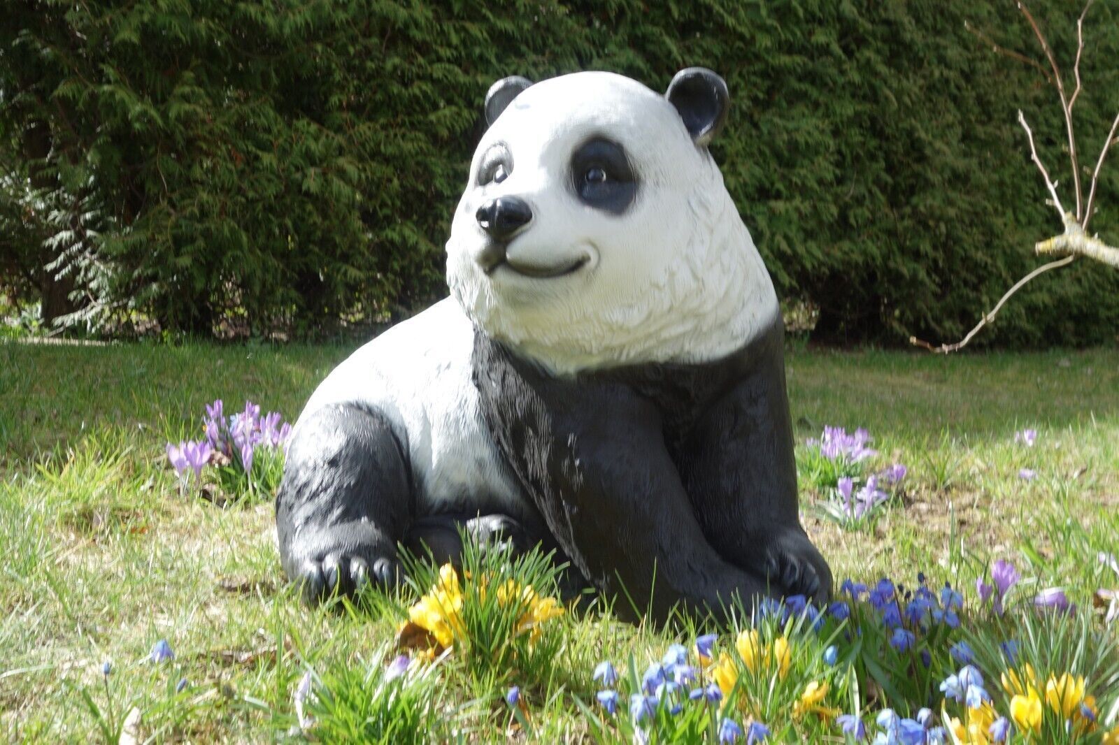 XXL Premium Panda sitzend lebensgross  Pandabär Garten Deko Figur