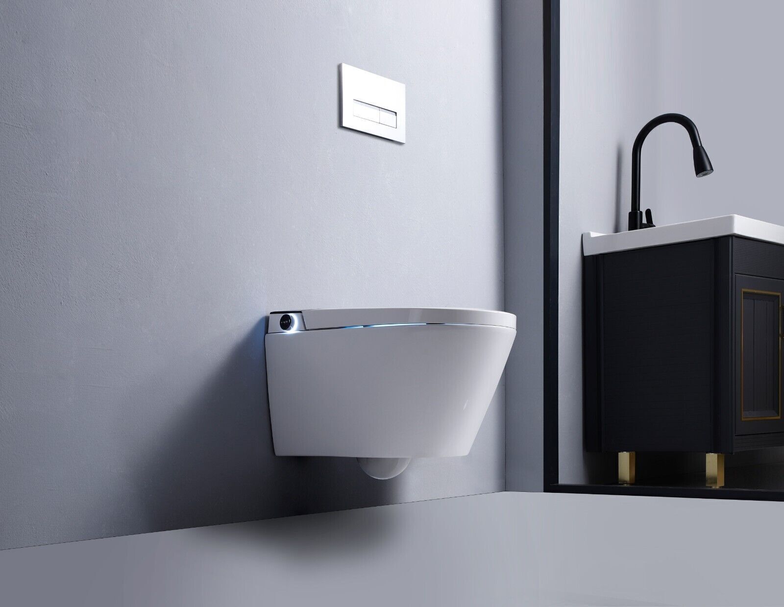 Luxus LED Dusch-WC Automatik Toilette Smart Toilet WC Beheizbar Anal Dusche+Fön-g