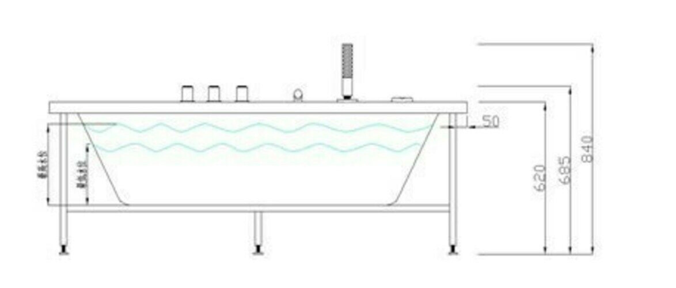 Luxus LED Whirlpool Badewanne SET 170x80cm +Heizung+Hydrojet +Ozon +Radio 2024