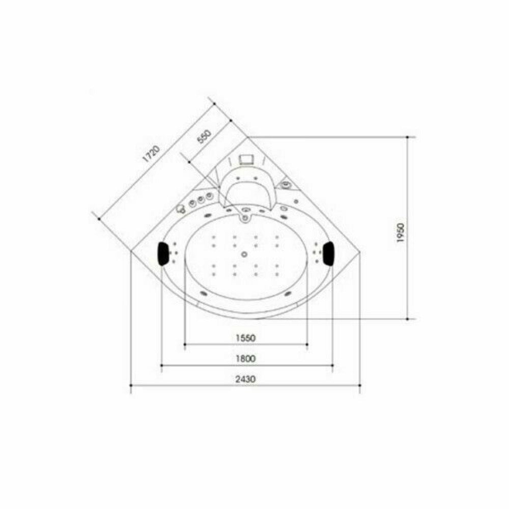 Luxus LED Whirlpool Badewanne SET 172x172cm+Heizung+Hydrojets+Ozon +Radio 2024 d