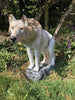 XXL Premium Wolf auf Felsen 100cm lebensgross  Garten Deko Figur inkl. Spedition